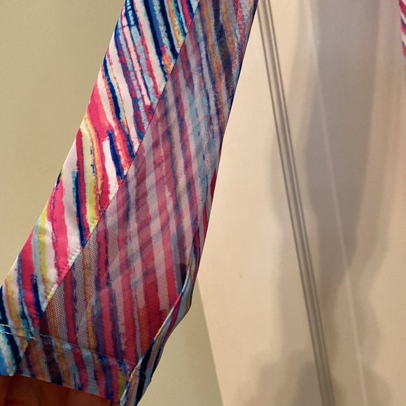 EP NY Golf size xs long sleeved diagonal strip polo w/ 1/4 zip mock neck - Picture 4 of 5